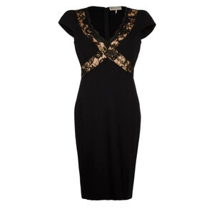 EMILIO PUCCI Black & Beige Lace Sheath Dress Size 8 LBD